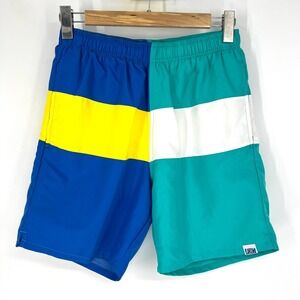 Laguna Vintage Colorblock Swim Trunks Mens Size M Blue Teal Swimsuit Beach‎ 7"